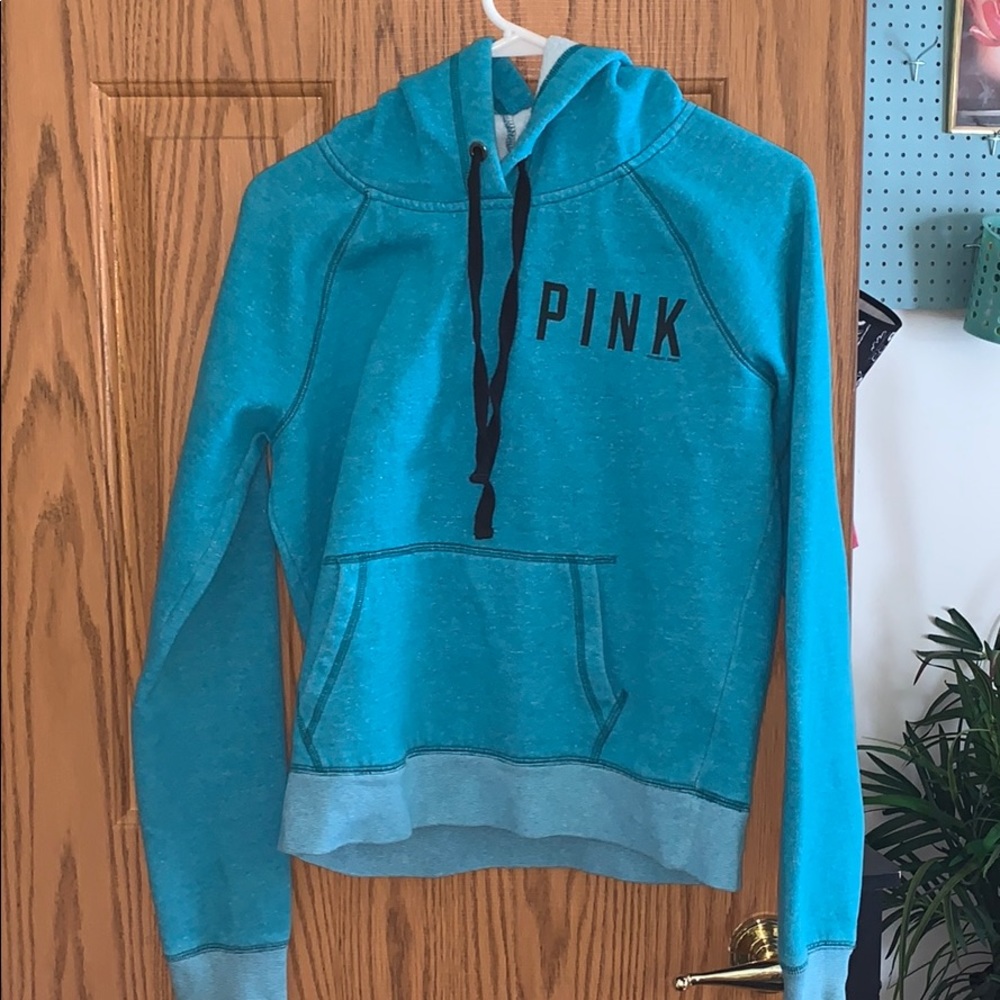 blue victoria secret pink hoodie